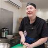 Blind chef working in kitchen